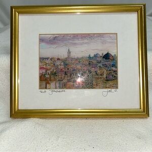 Old Jerusalem by Javi G signed print 12x10‎